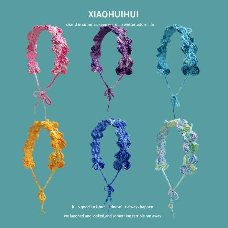 Design Original tecido à mão cor misturada arco bandana feminino viagem foto moda All-match laço de cabelo lenço chapéu