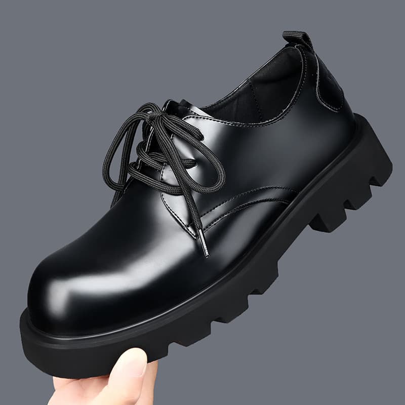 Sapatos de couro masculinos de sola grossa couro genuíno estilo britânico sapatos Derby casuais macacão de dedo grande p