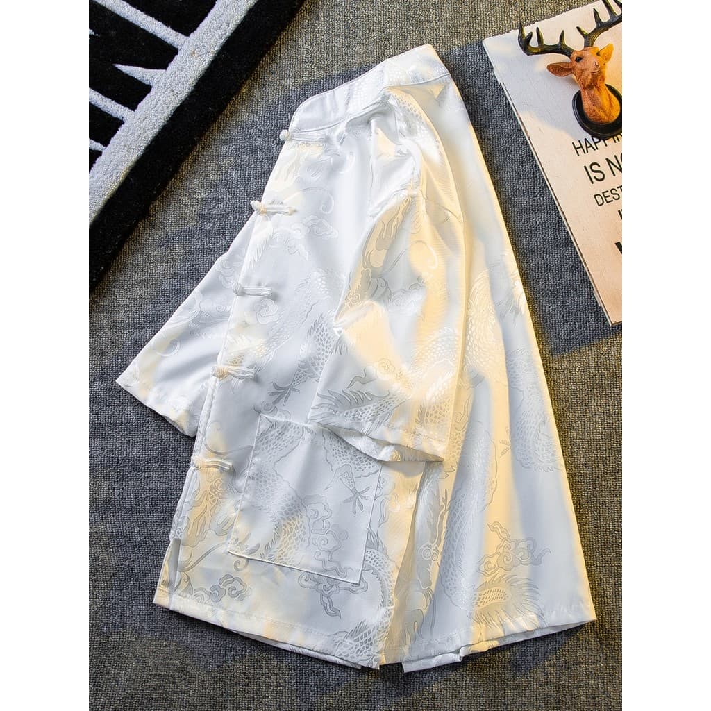 HPCP Retro estilo chinês Python padrão escuro abotoado camisa masculina de manga curta verão novo estilo chinês gola alt