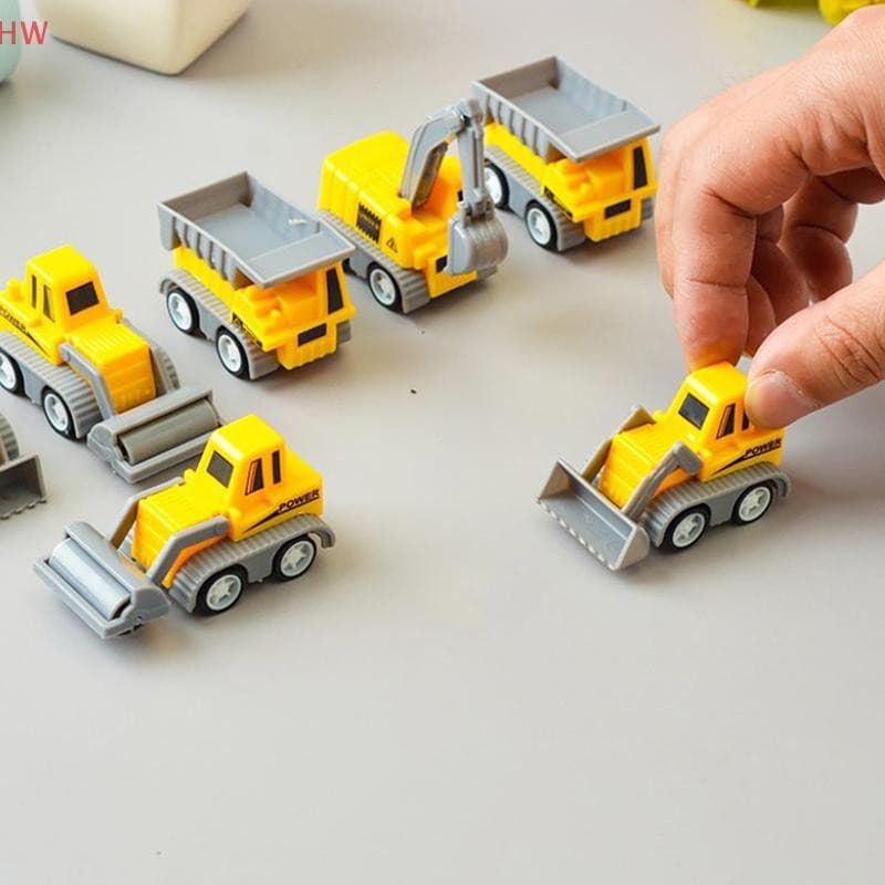 Conjunto de 10 peças de veículos de construção, escavadeira, carro de brinquedo com mecanismo de retrocesso, conjunto de