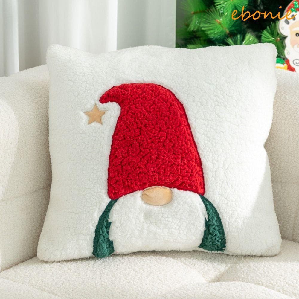 Fronha De Natal EBONIE , Quadrada De Pelúcia , Capa De Almofada Macia De Boneco De Neve De Papai Noel