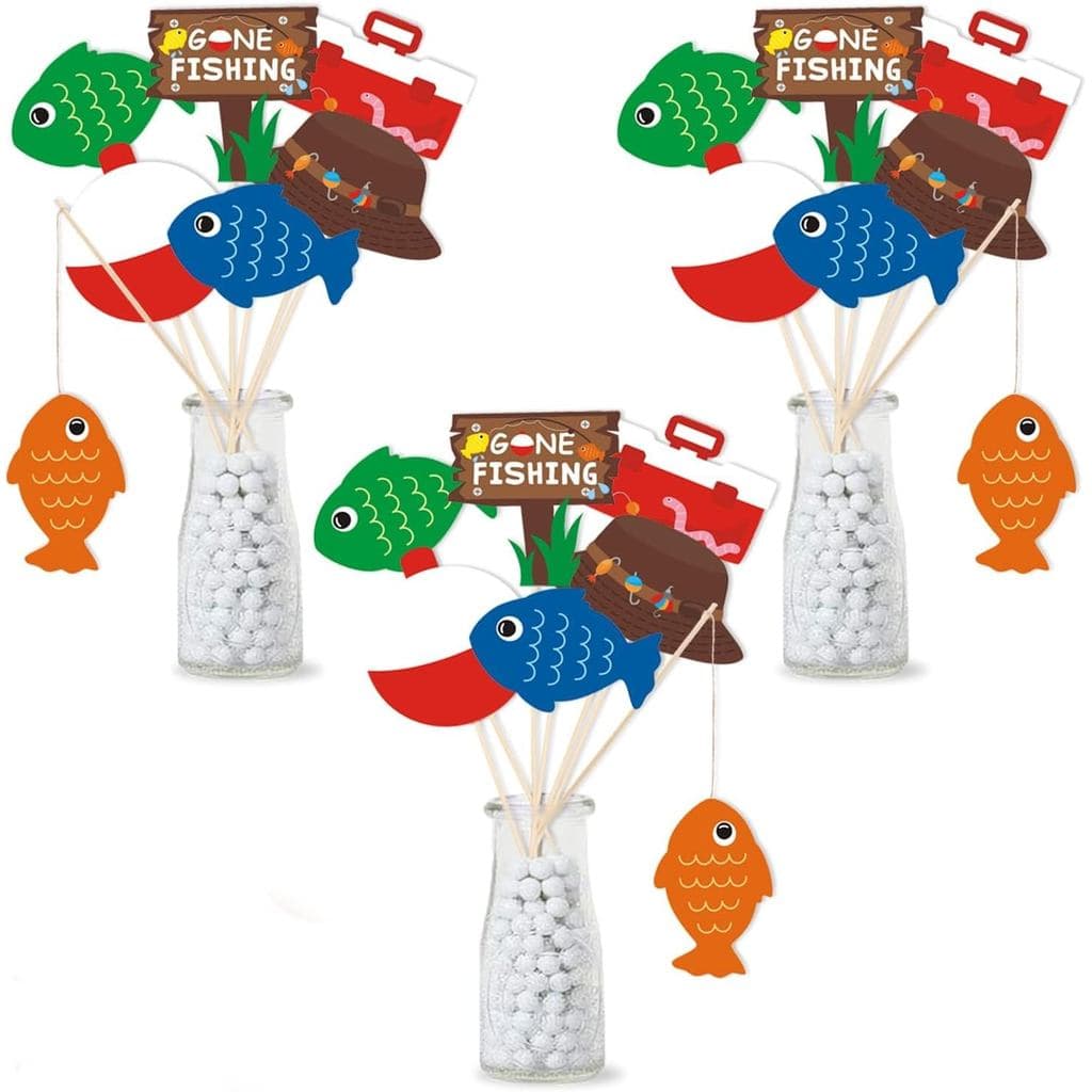 Yaaaaasss! 21Pcs Gone Fishing Party Decorations The Big One Fishing Theme Table Centerpieces Little Fisherman Table Topp