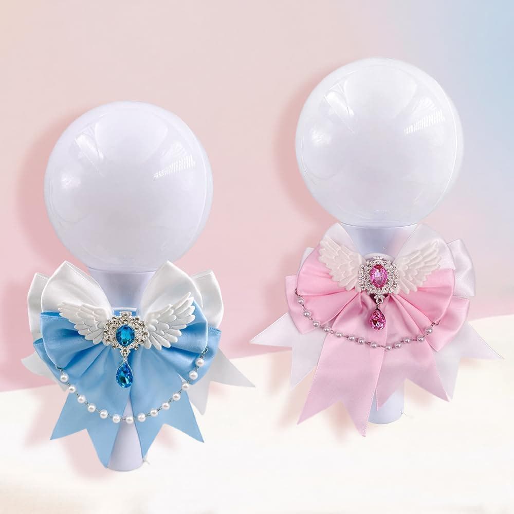 Decoração de Lightstick Feita à Mão, Laço de Fita K-pop com Corrente de Pérolas e Pingente, Decoração Fofa para Lightsti