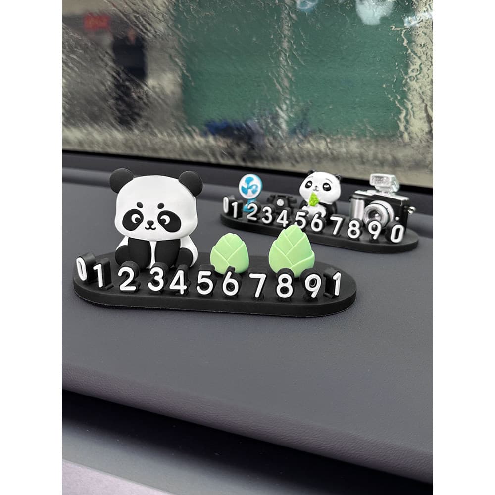 Carro criativo placa de número de estacionamento temporário bonito Panda carro em movimento placa de telefone decoração