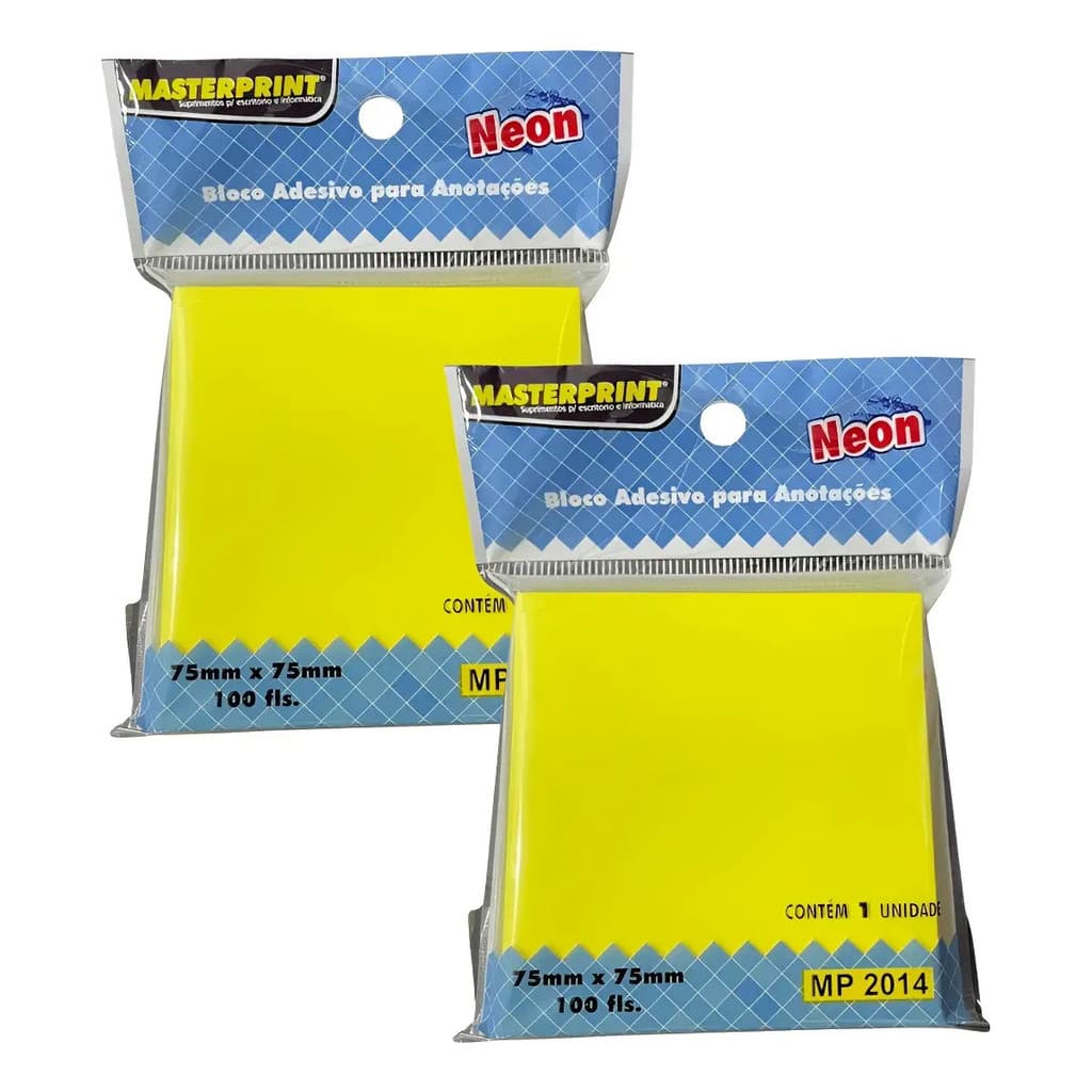 Kit C/02 Blocos Adesivo 75x75mm 100fls - Masterprint