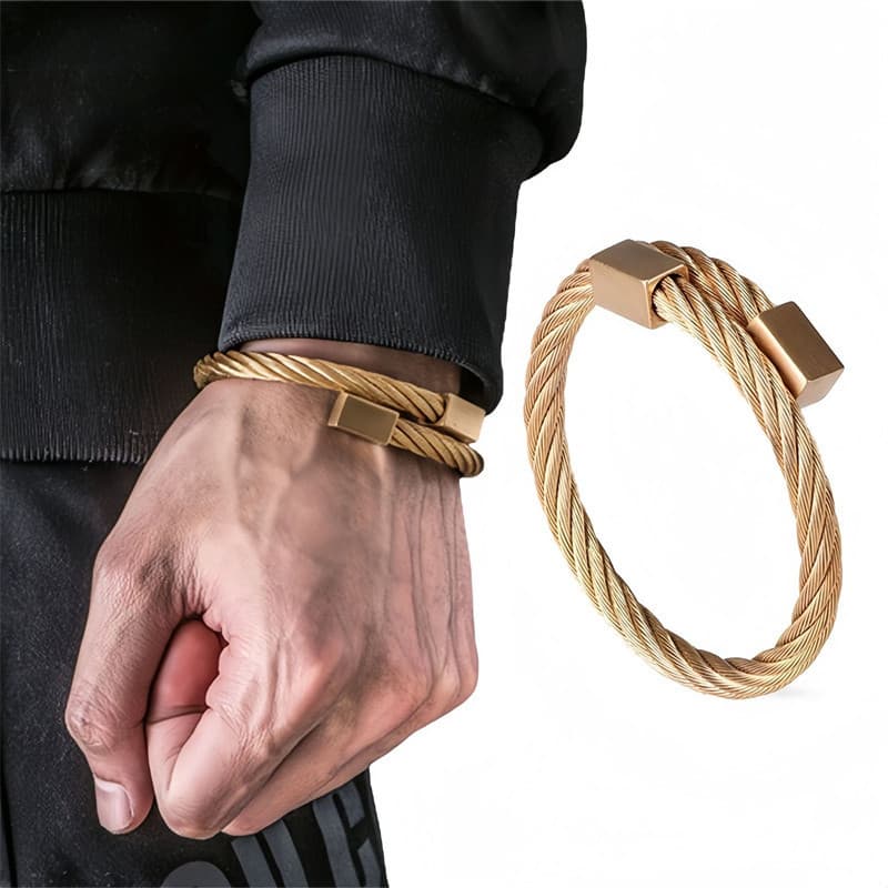 Charme exclusivo retangular cabeça do corpo pulseira de aço titânio masculino não-desbotamento simples pulseira acessóri