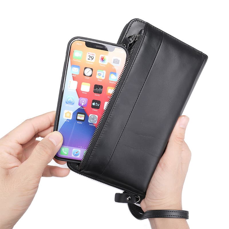 Carteira de couro genuíno masculina primeira camada bolsa de moedas de couro grande capacidade Multi-cartão Slot embreag