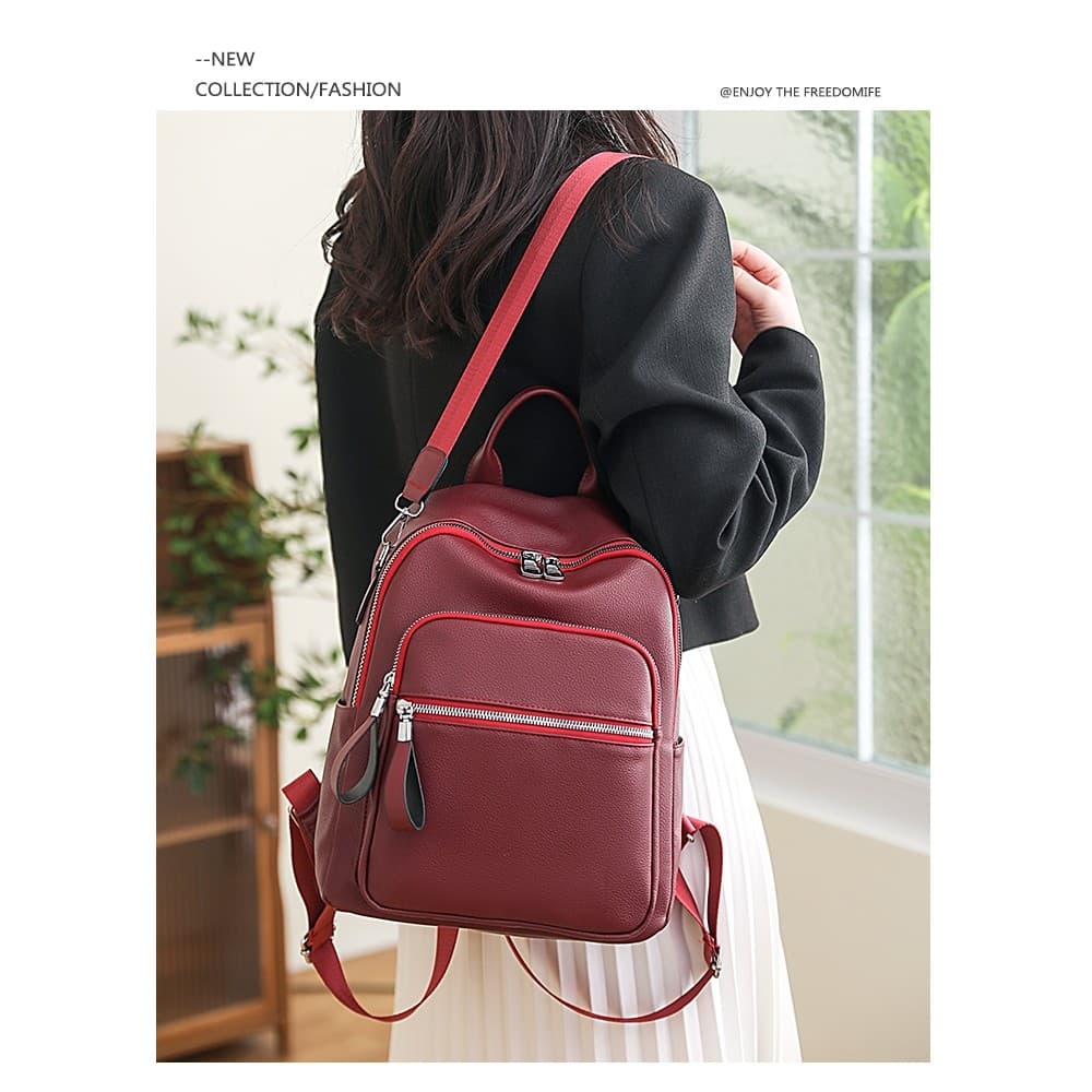 Mochila de couro macio feminina High-End nicho 2023 novo estilo moda All-Match grande capacidade leve mochila feminina