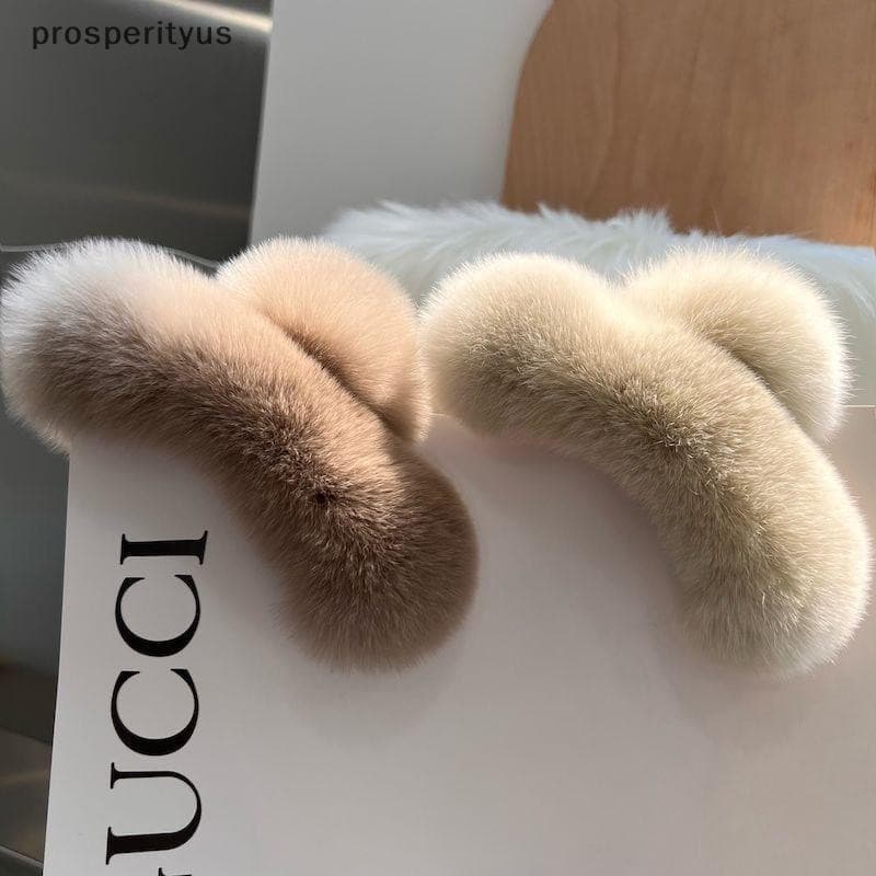 [prosperityus] Presilha de cabelo de pele sintética de inverno, presilha de cabelo de caranguejo de pelúcia, adequada pa