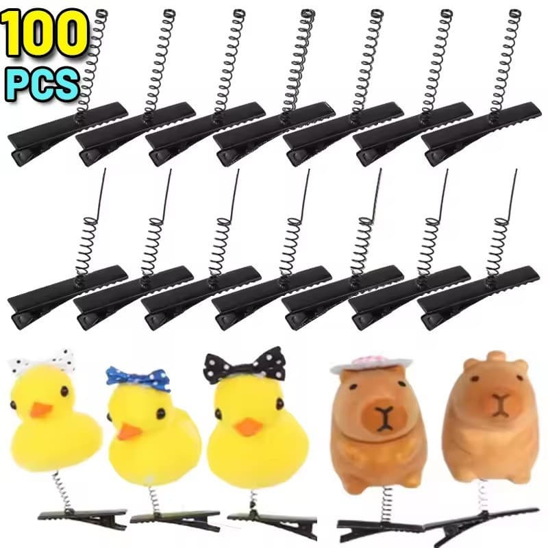 100 Unidades De Grampo De Cabelo DIY Em Branco De Mola-Jacaré De Metal-Acessórios Para Cabeça-Braçadeira Plana-Entusiast