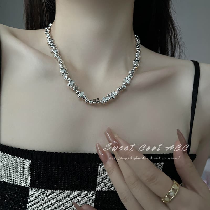 Doce legal costura quebrado colar de prata Design feminino luz luxo nicho colar camisola corrente clavícula acessórios d
