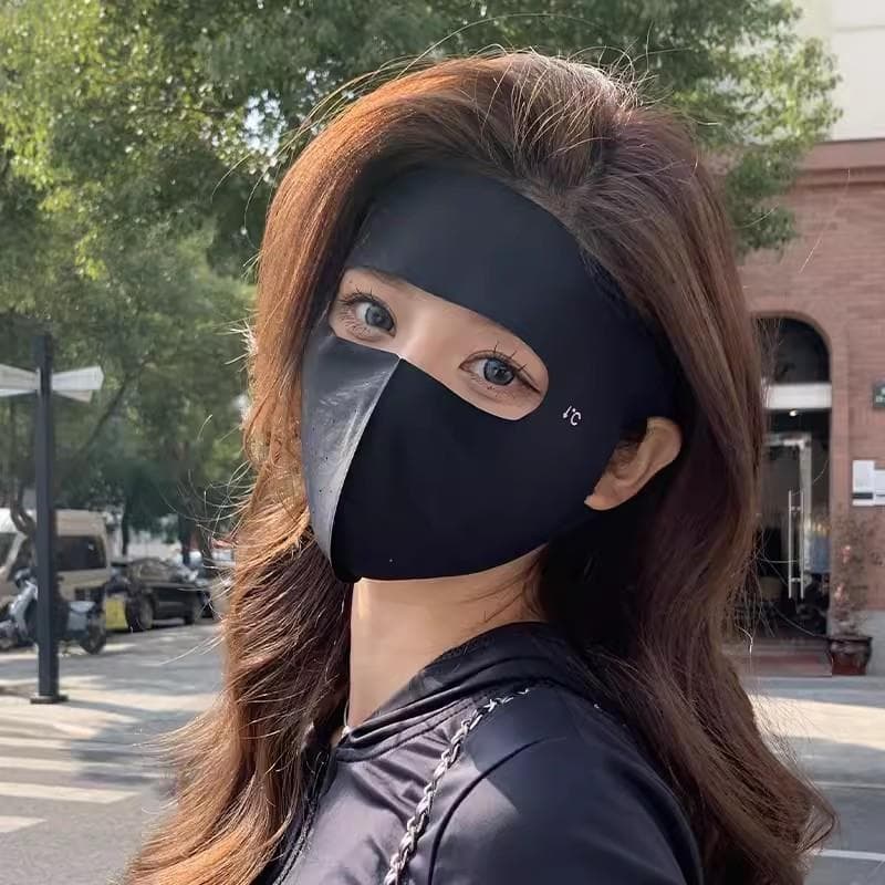 Uma peça sem costura rosto Gini gelo seda protetor solar máscara rosto cheio pára-sol feminino Anti-ultravioleta verão e