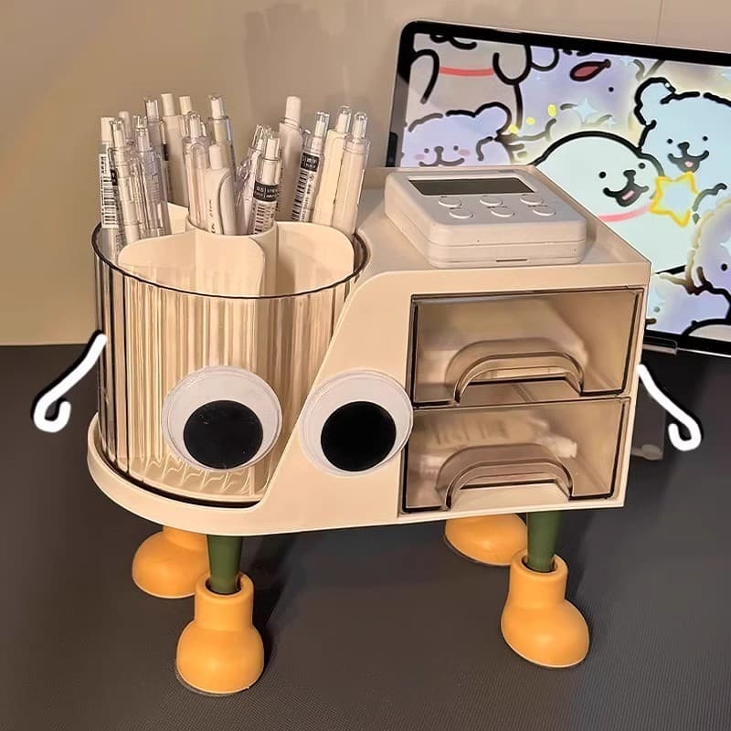 Suporte de caneta rotativo de grande capacidade, mesa criativa para estudantes, caixa de armazenamento para estudantes,