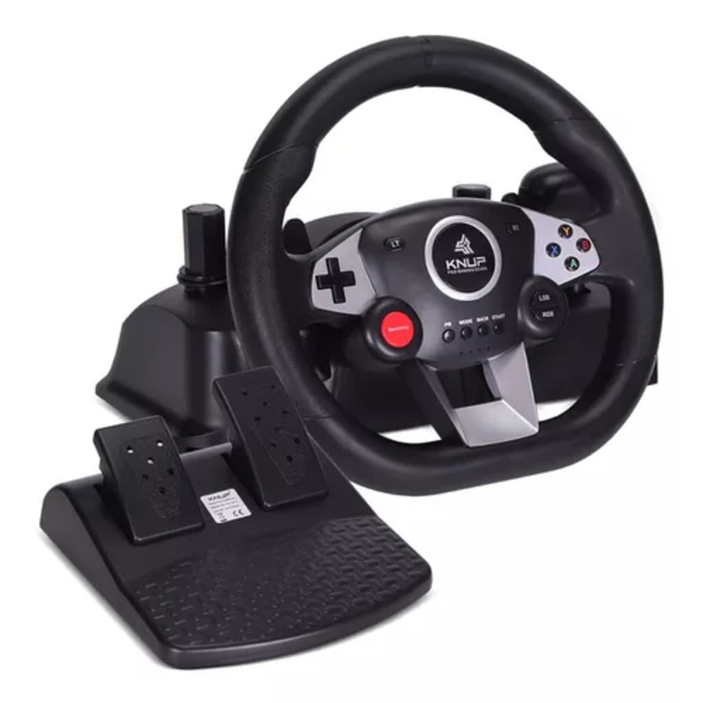 Volante Gamer Modelo Kp-5816 Knup Pro com Joystick Vibração e 10 Botões Funcionais