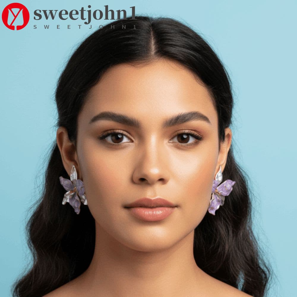 SWEETJOHN1 1 Par De Brincos De Íris Esmaltados , Tridimensionais Luxuosos De Ouro E Prata , Temperamento