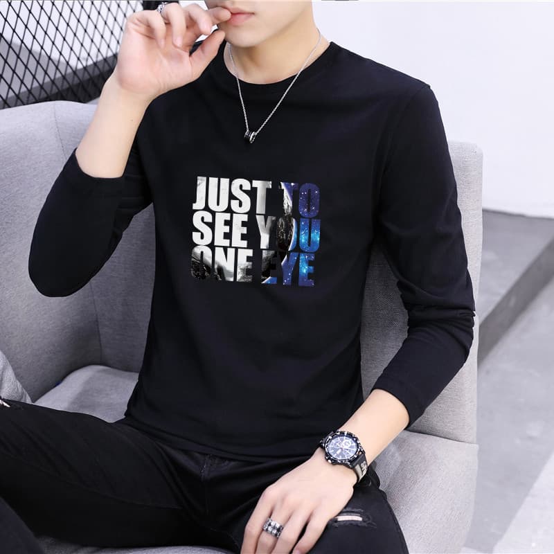 Primavera impresso interior roupas masculinas versão coreana solto puro algodão na moda masculina de manga comprida cami