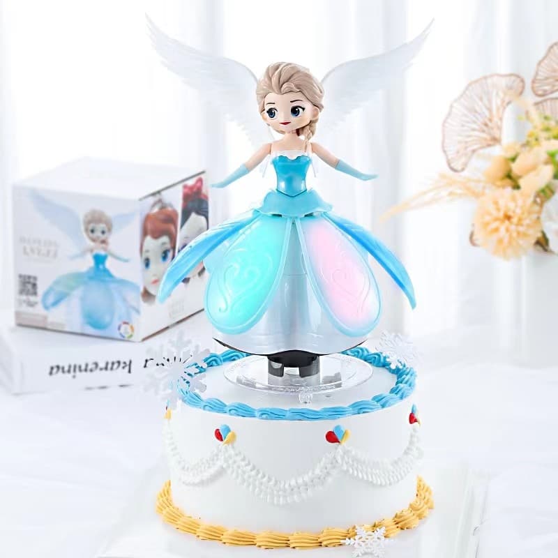 Dança princesa asas de anjo luz música presente brinquedo infantil dança princesa Elsa ornamentos