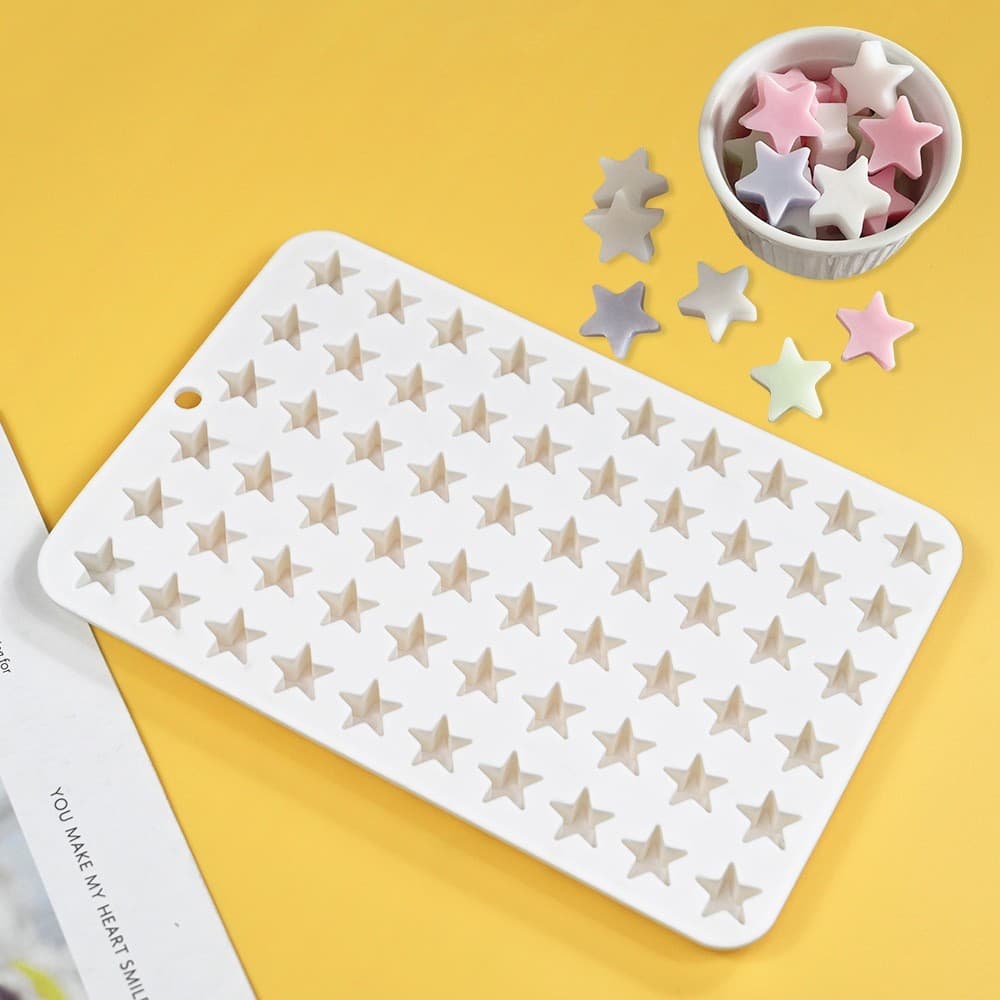 60 moldes de cozimento de silicone de estrela pequena tridimensional contínuo goma demolição forma de estrela de gelo pe