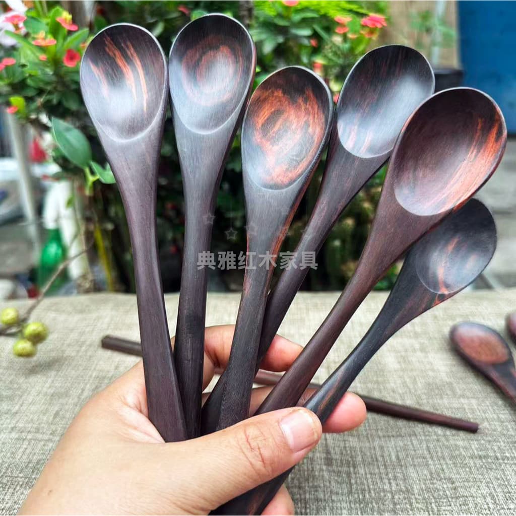 Grande vermelho jacarandá madeira inteira preto flutuante colher de mogno 20x3 cruz-Toed jacarandá mogno colher de sopa