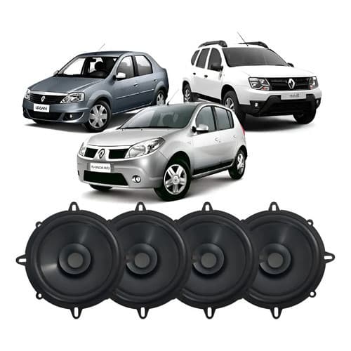 Kit 4 Alto Falantes Bomber Renault Duster Sandero Logan Clio Preto