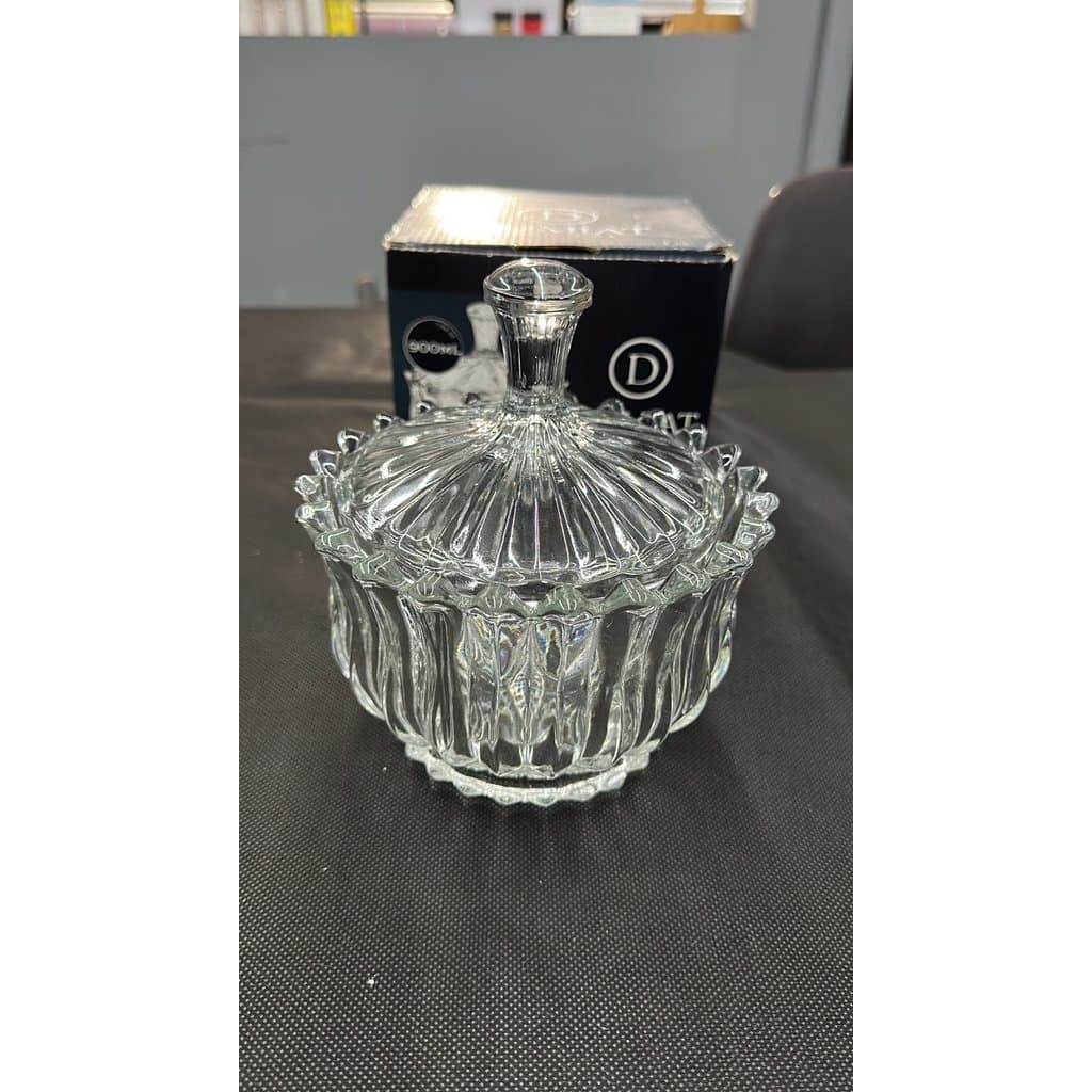 Bomboniere de Vidro com Tampa Cristal Pote Decorativo Porta Balas Bombons Doces 900ml