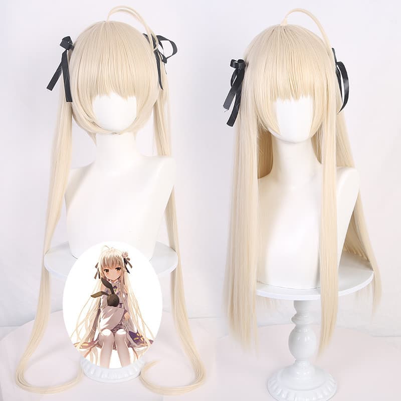 Peruca de cosplay de Yosuga no Sora Kasugano Sora com alças duplas para rabo de cavalo