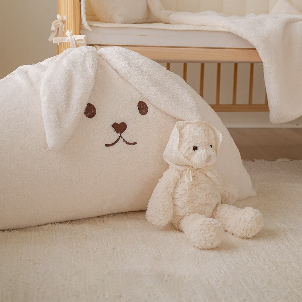 Almofada de cabeceira com orelha de coelho coreana, almofada traseira para cama de bebê, removível, lavável, sofá infant