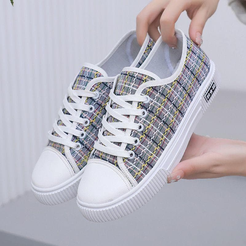 Novos sapatos de lona de cano baixo feminino primavera outono All-Match estudante sapatos planos ins moda confortável es
