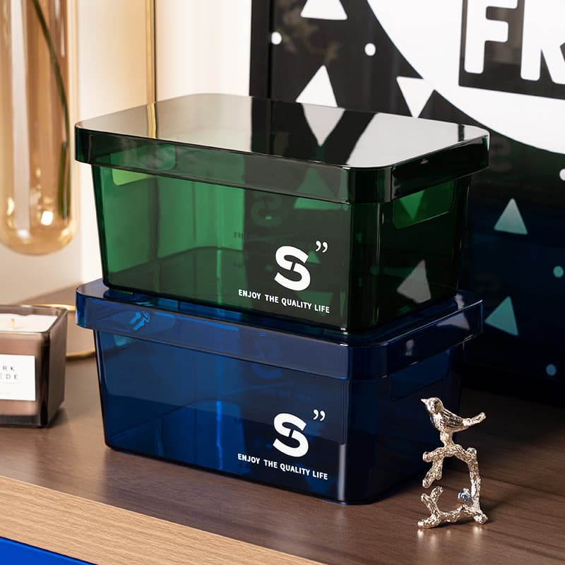 Nova caixa de armazenamento portátil acrílica transparente com tampa roupas cesta de armazenamento de cosméticos engross