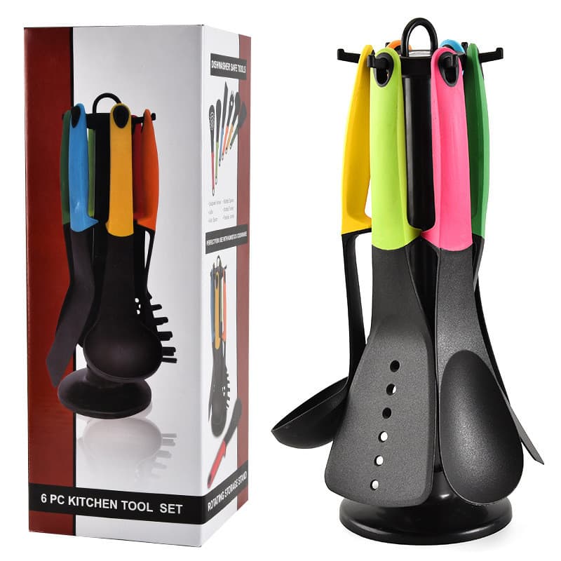 Fabricante reto colorido conjunto de utensílios de cozinha de Nylon colher secreta mais espátula conjunto de colher de g
