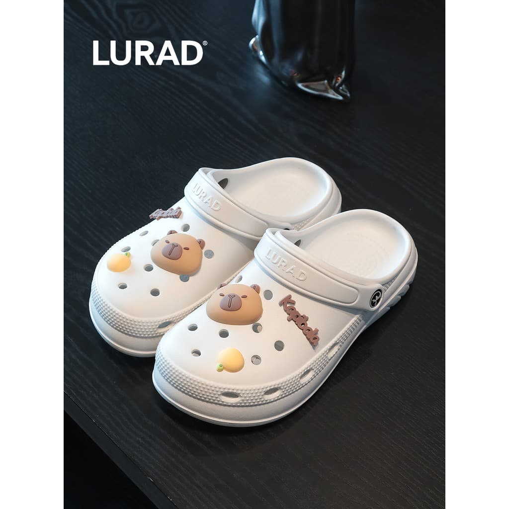 Buraco sapatos femininos diy bonito Kapibara sapatos flor casa antiderrapante respirável resistente ao desgaste ao ar li