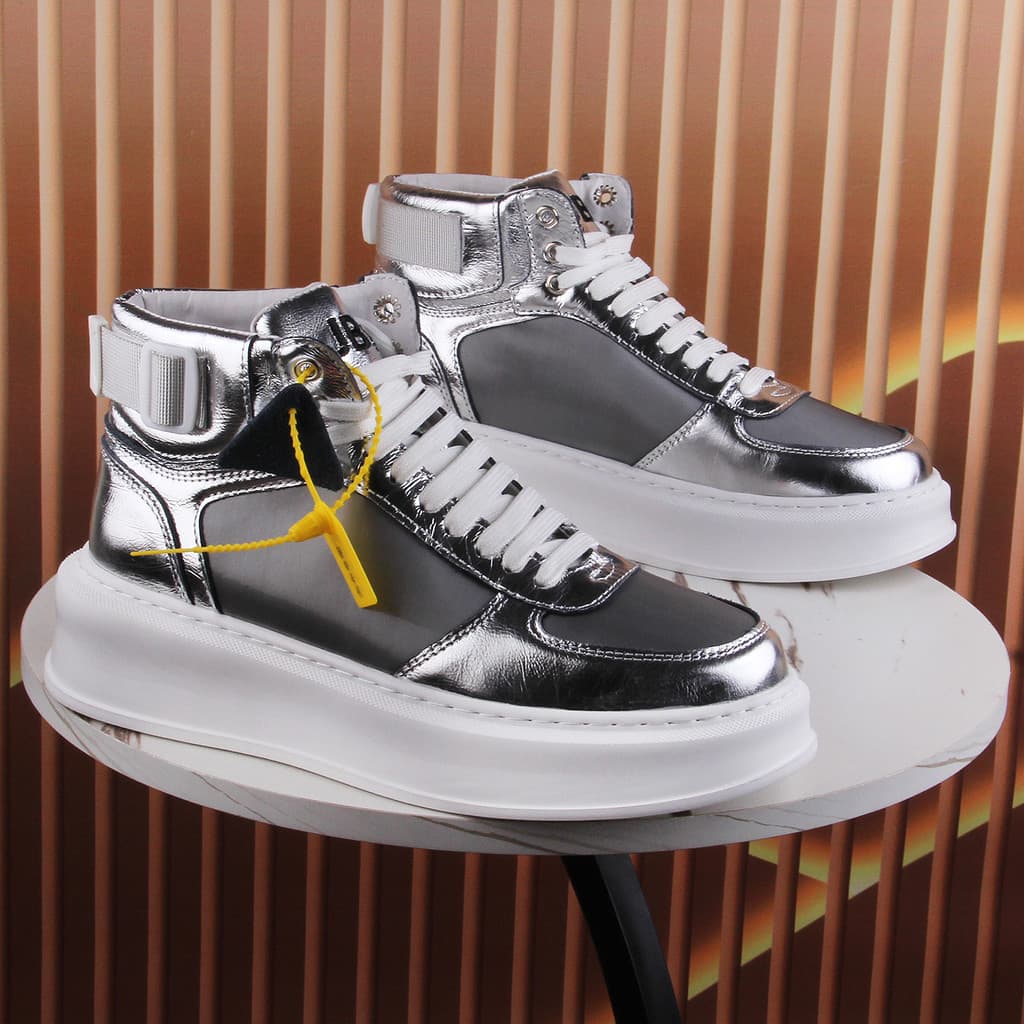 Prata tênis de alta qualidade masculino verão respirável sola grossa aumentando sapatos casuais na moda juventude sapato