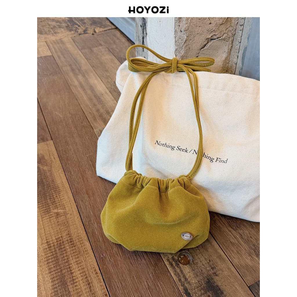[Bolsa Xiaoyoujia] HOYOZI Outono Inverno Coreano Veludo Bolsa para Celular Cartão de Ombro Feminino Crossbody Bolsa Pequ