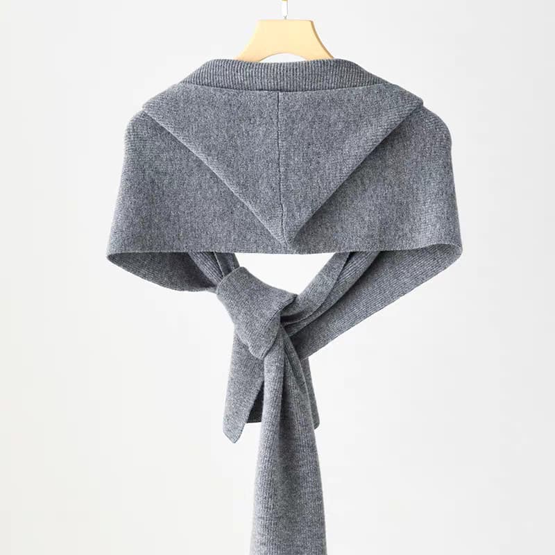 100% lã com alças chapéu xale exterior capa de uma peça proteger coluna Cervical capa de lã de malha cachecol feminino