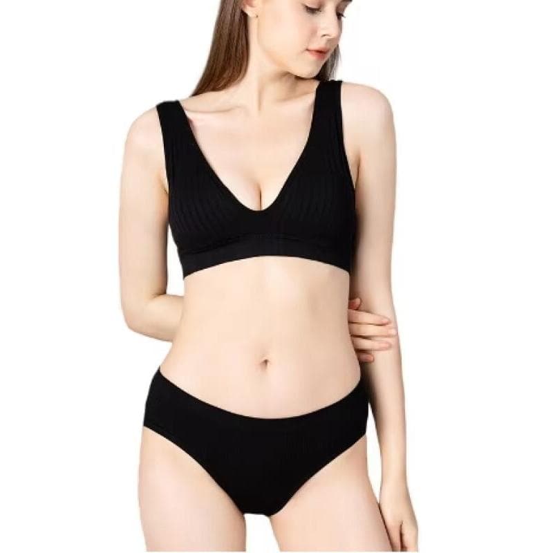 Sutiãs Sem Costura Para Mulheres Esportes Sutiã Com Nervuras Profundo V Topos Feminino Roupa Interior Macia Costas Brale