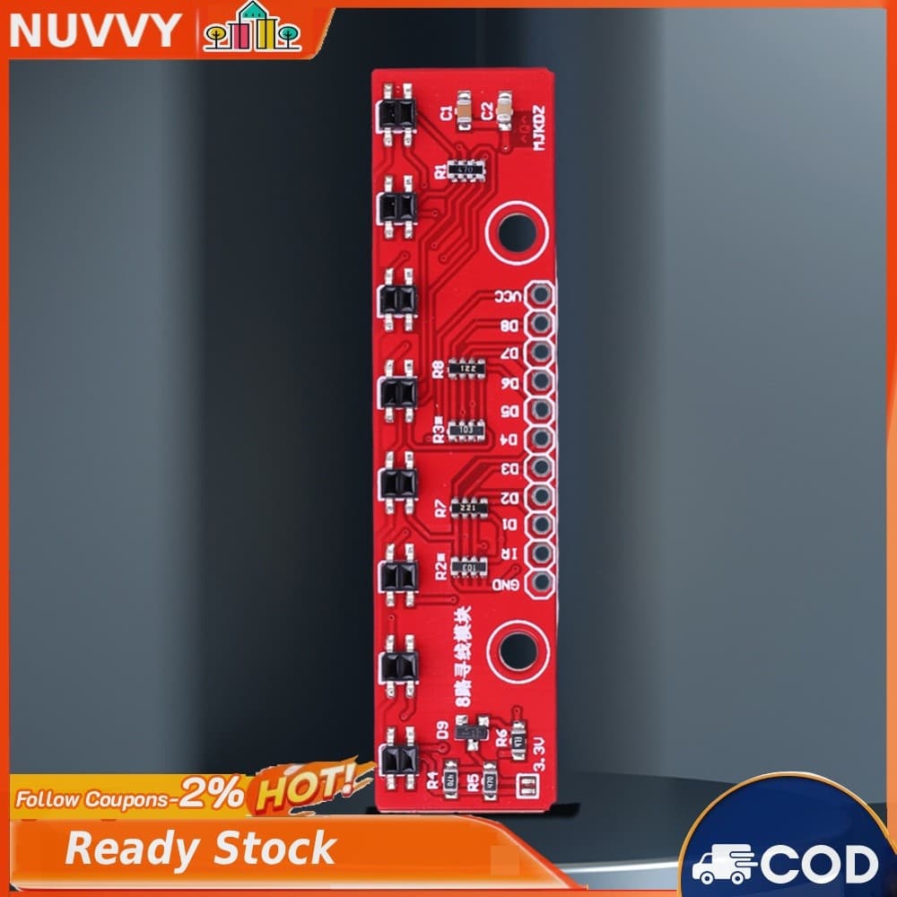 Módulo Sensor De Rastreamento 3.3V-5V , Placa De Detecção Infravermelha De 8 Canais PCB Para Laboratórios/Carros Intelig