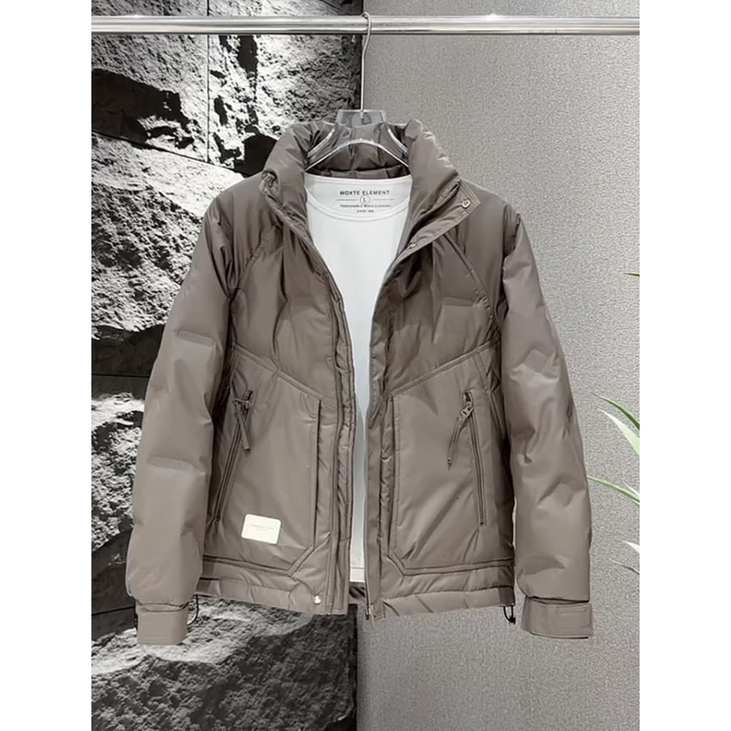Jaqueta curta masculina inverno engrossado quente pato branco para baixo jaqueta Casual 2025 novo estilo High-End Street