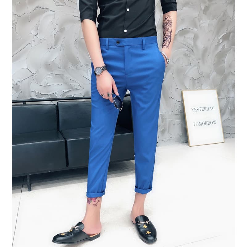 Moda tornozelo-comprimento calças masculinas verão versão coreana magro-ajuste Casual calças pequenas na moda estilo fin
