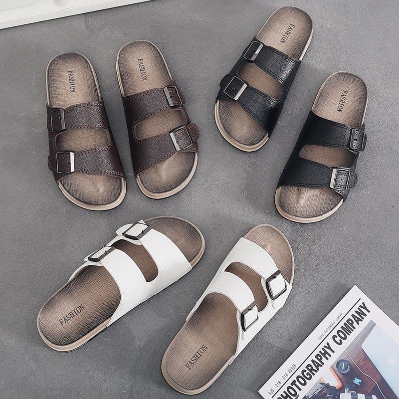 Homens verão novo estilo Flip-Flops High-End casual sola grossa sola macia antiderrapante praia moda sandálias casuais c