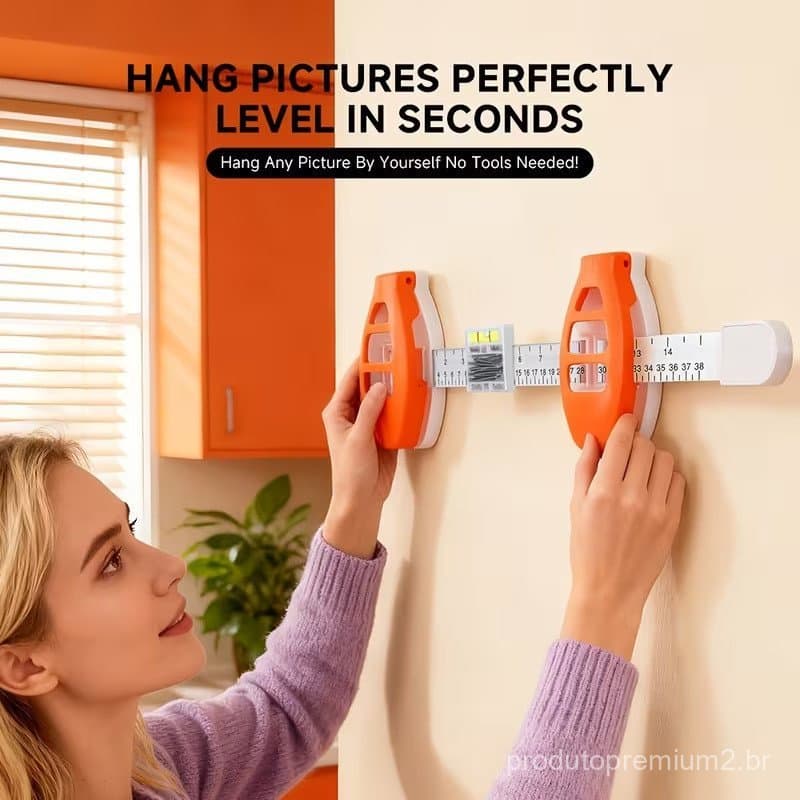 HANGING HERO Régua de Nivelamento Suspensa para Molduras de Fotos, Régua de Medição de Ângulo e Posicionamento de Pregos