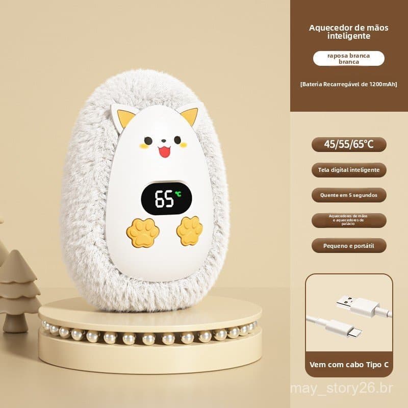Aquecedor de Mãos de Pelúcia Novo para o Inverno de 2026, Portátil, Mini, com Display Digital Inteligente, Presente Souv