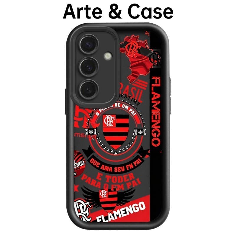 Capinha de Silicone proteção total impacto-Tema CR Flamengo Para Samsung Galaxy A01 Core A05s A21s A52 A73
