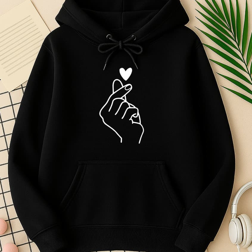 Moletom Canguru Unissex com Capuz Estampa Mão Coreana Art Tumblr | Blusa de Frio Algodão Premium