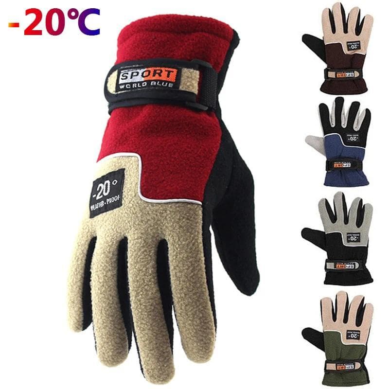 -20 ℃   Luvas de Inverno Quentes de Fleece para Homens, Luvas Térmicas Grossas para Ciclismo na Neve, Luvas de Fleece Po