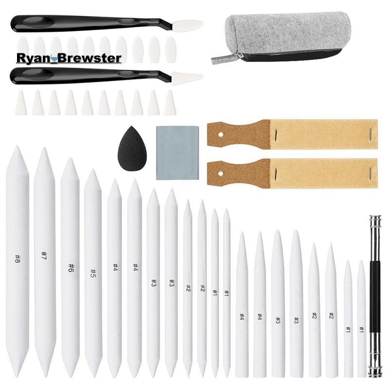 [Preferência R] 48 PCS Ferramentas De Desenho De Esboço , Conjunto De 20 Cotos De Mistura E 2 Apontadores De Lápis De Li