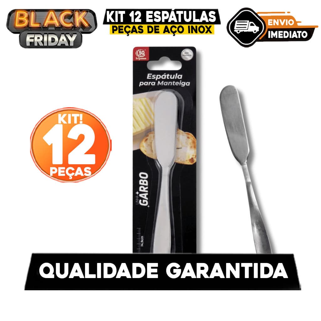 Kit 12 Espátulas de Aço Inox para Manteiga e Geleia Duráveis e Elegantes para Uso Diário