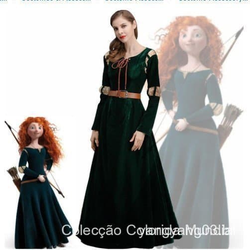 Fantasia de Princesa Mérida para Carnaval, Vestido de Cosplay de Filme para Adultos, Fantasia para Festa 7KHJ Y1 JNG7