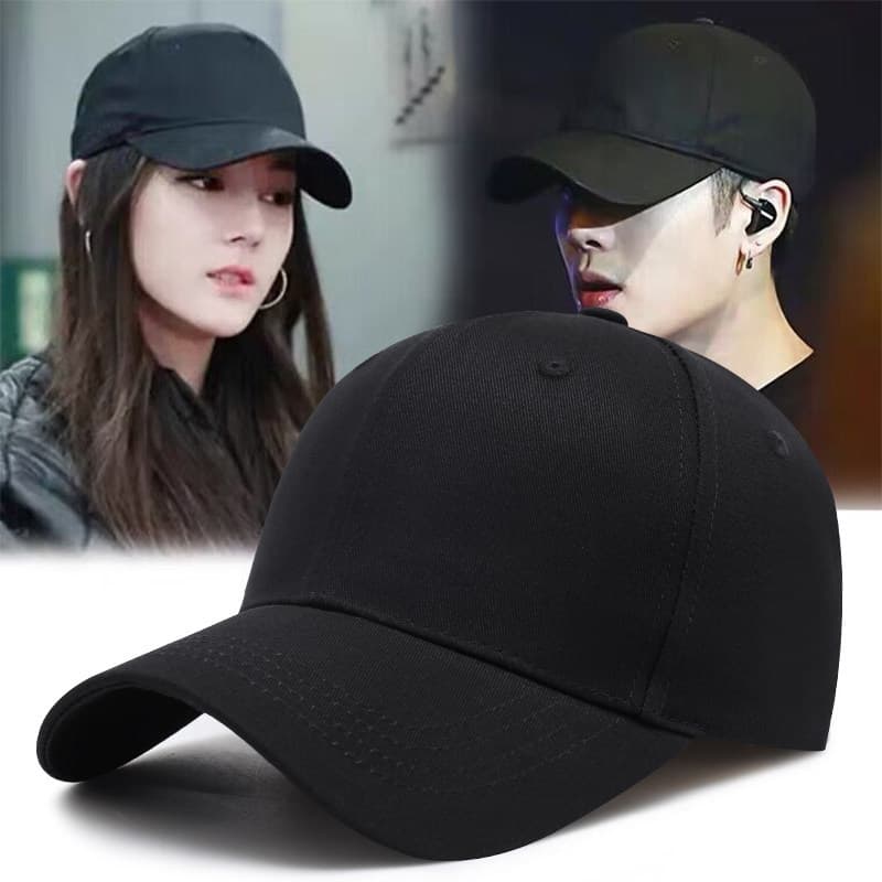 [Ofertas Imperdíveis] Boné de beisebol preto para homens, novo estilo de verão, aba rígida profunda, para cabeças grande