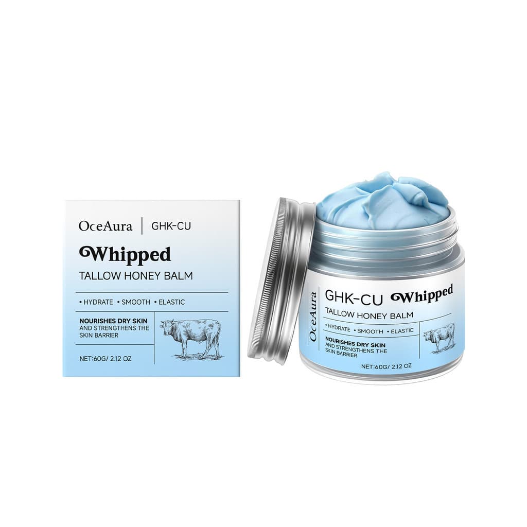 GHK Cu Whipped Tallow Honey Balm Bálsamo Hidratante de Sebo e Mel: Nutrição Profunda para Rosto, Pescoço, Mãos e Corpo