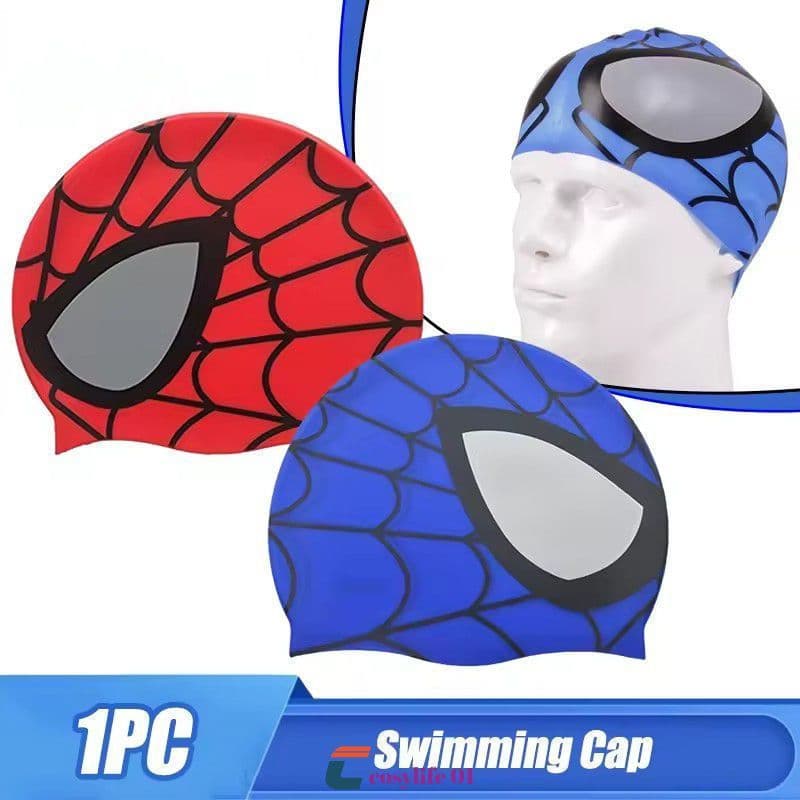 Touca de natação do Homem-Aranha, confortável, elástica, durável, feita de silicone, adequada para meninas e meninos, cr